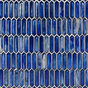 Fargin Cobalt Ice Elongated Hexagon 12 in. x 10 in. x 7mm Polished Glass Mosaic Tile (0.82 sq. ft.)