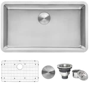 16-Gauge Stainless Steel 31 in. Single Bowl Undermount Workstation Kitchen Sink