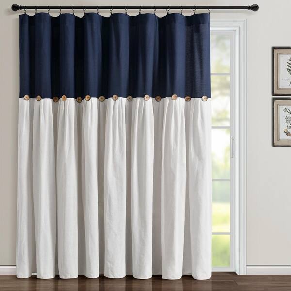 HomeBoutique Linen Button 100 in. W x 84 in. L Light Filtering