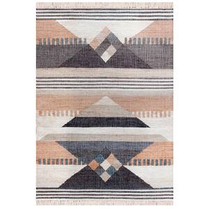 7'5x5'2 Brown and White Flatwoven Handmade Rug Indian Dhurrie Reversible Cotton Geometric Designer home d\u00e9cor New Year gift