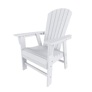 Altura Outdoor Patio Fade Resistant HDPE Plastic Adirondack Style Dining Chair with Arms in White