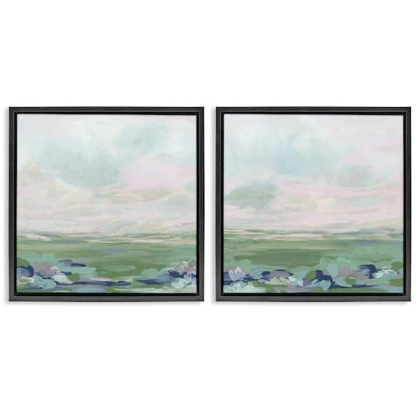 Stupell Industries Abstract Gradient Landscapes by June Erica Vess 2 Pieces Black Floater Frame Nature Graphic Art Print 18 in. x 18 in.