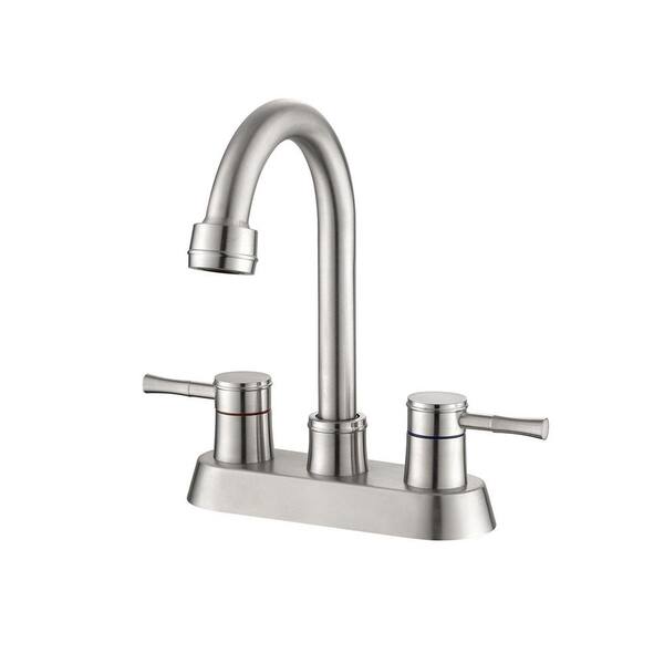 Miscool Ami 4 in. Centerset Double Handle Bathroom Faucet With Pop Up Drain in Brushed Nickel