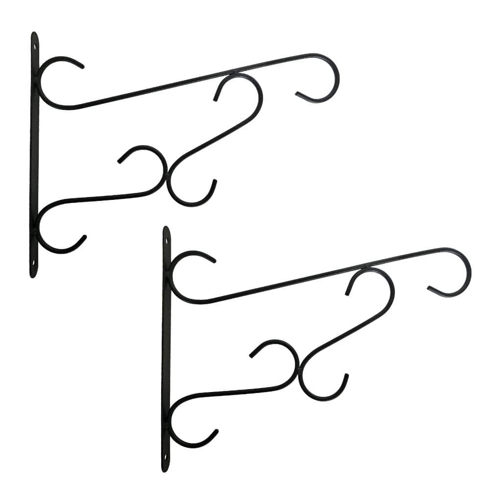 Curved Scroll Metal Wall Bracket for Hanging Accessories and Flowerpots Suitable for Indoor & Outdoor, Black Set of 2 price history on PriceWatchPro