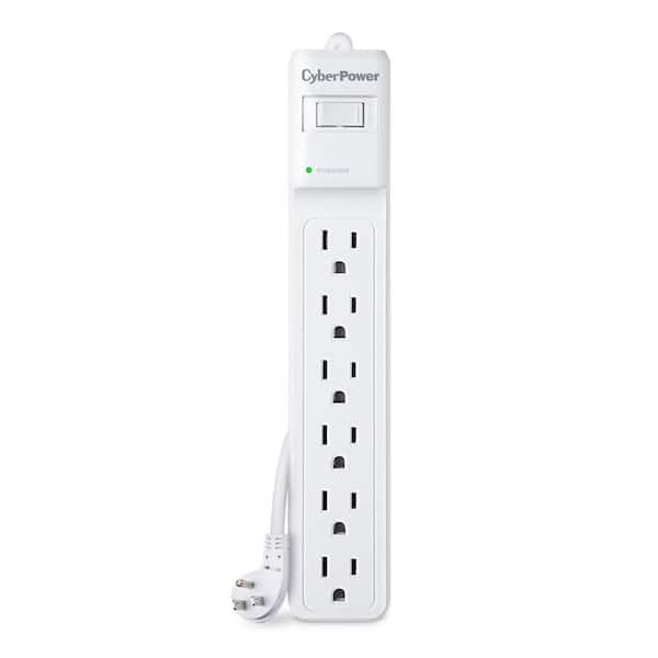 6-Outlet Surge Protector, 12 ft. Cord, 600 Joules, White