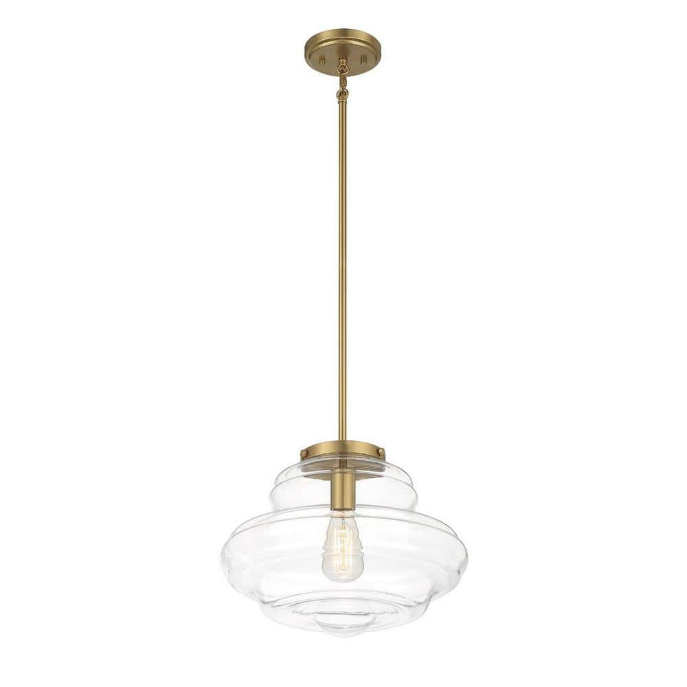 Natural Brass and Clear Glass Vintage Pendant Light