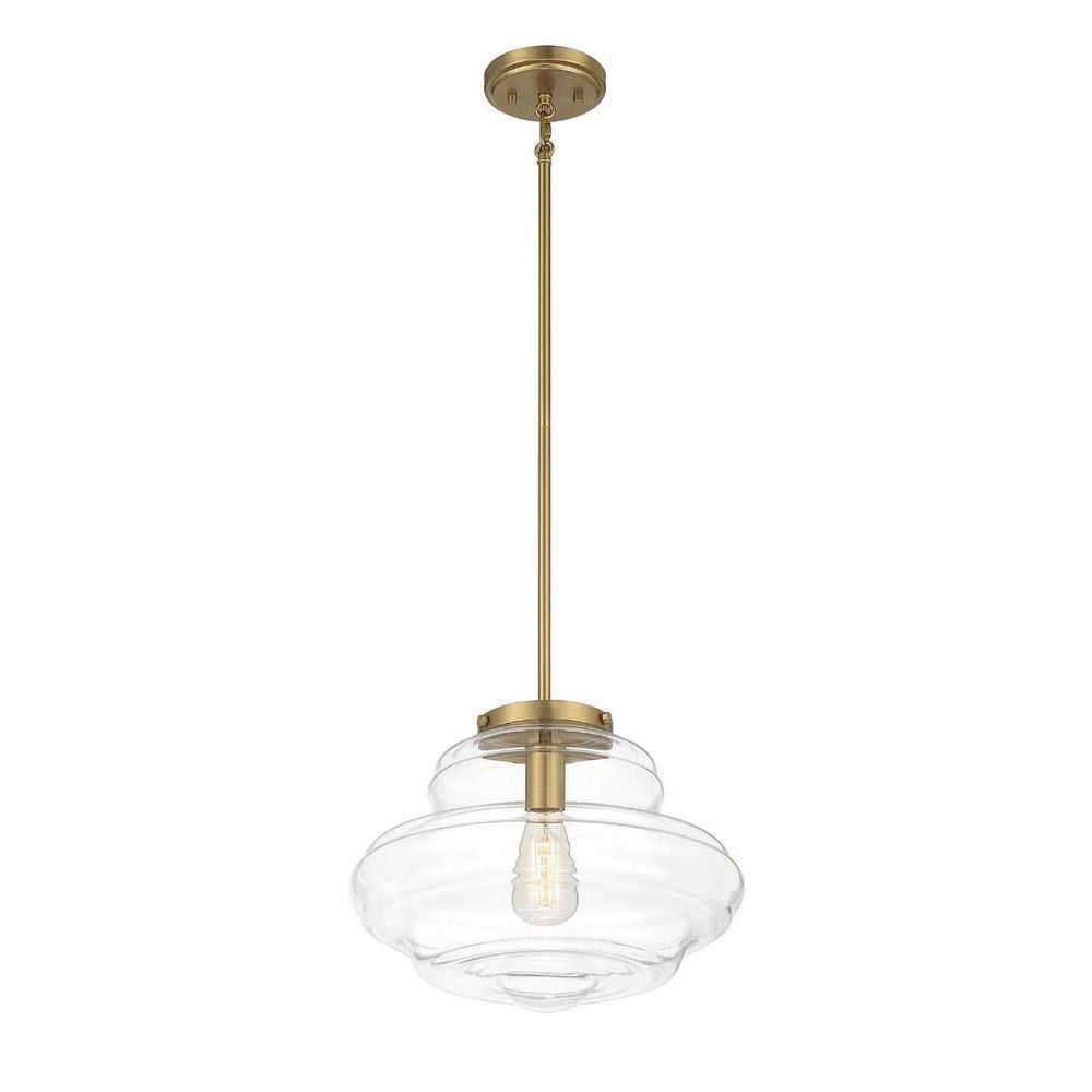 Natural Brass and Clear Glass Vintage Pendant Light