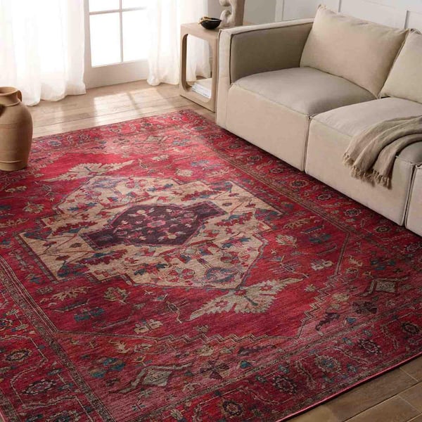 Monroe Red/Brown 5 ft. 3in. x 8 ft. Medallion Indoor Area Rug