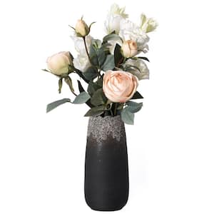 Uniquewise Black Decorative Modern Ceramic Cylinder Shape Table Vase Flower  Holder with Rope (Set of 2) QI004362.2.BK - The Home Depot
