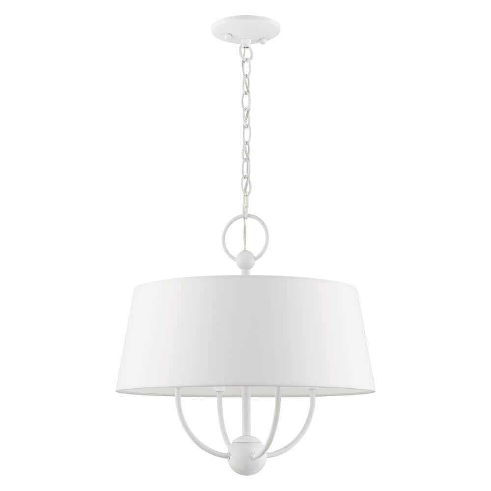 White Glass Drum 4-Light Indoor/Outdoor Chandelier