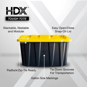 27 Gal. Tough Storage Tote in Black and Yellow