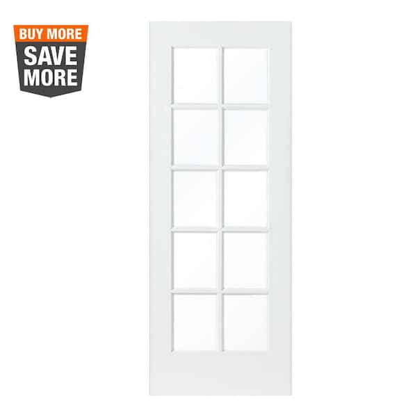 Krosswood Doors 32 in. x 80 in. 10-Lite Solid Core MDF Primed Interior Door Slab
