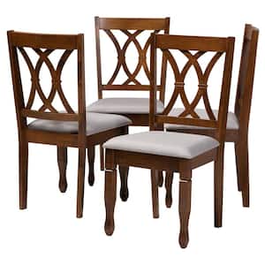 Augustine Grey and Walnut Brown Fabric Dining Chair (Set of 4)