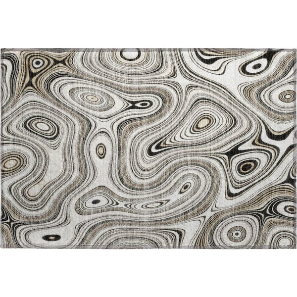 Mayfield Premium Machine Washable Abstract AMF2097 Ivory 2 ft. x 3 ft. Accent Rug