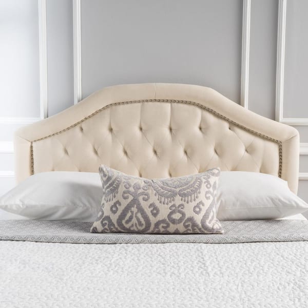 Unbranded Beige Queen and Full Fabric Upholstered Panel Headboard, Modern Button Bed Headboard Adjustable Height from 49" to 59"