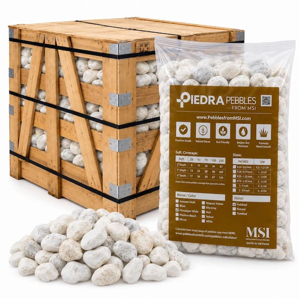 Himalaya White 0.5 cu.ft. (1 in. to 2 in.) Bagged Landscape Pebbles - 55 Bags/Pallet