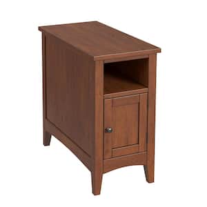 Avina 12 in. Medium Brown Rectangle Wood Side Table with Cabinet