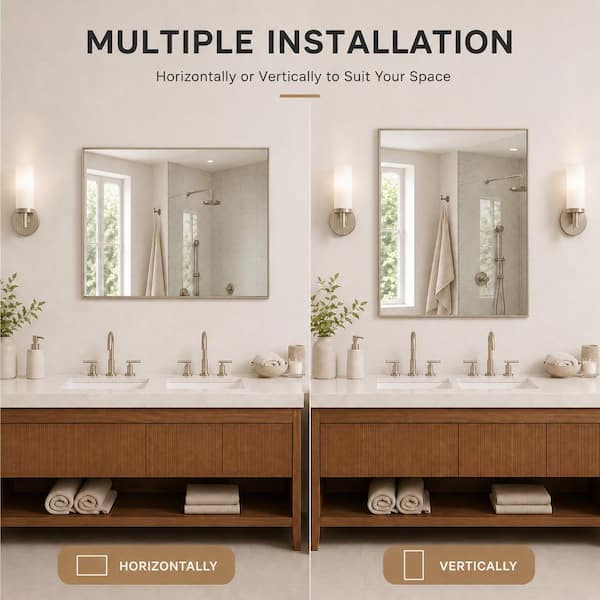 Aura 24 in. W. x 30 in. H Rectangular Framed Wall Bathroom Vanity Mirror in Brushed Nickel