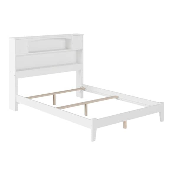 AFI Newport White Solid Wood Full Traditional Panel Bed with Open Footboard and Attachable Turbo Device Charger