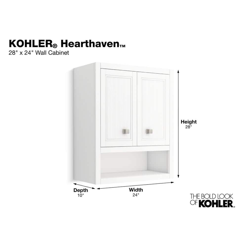 Hearthaven 24" White MDF Wall Cabinet with Nickel Hardware
