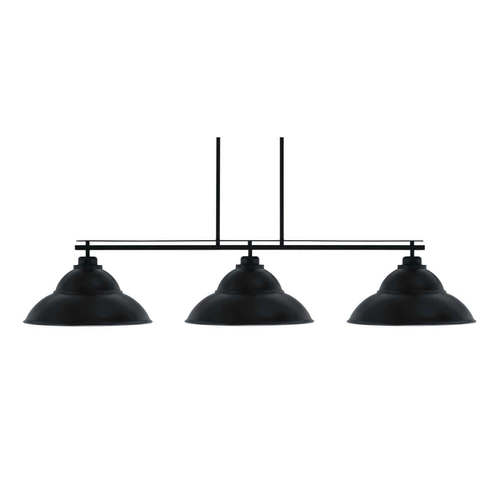 Monroe 3-Light Billiard Light, Round Fitter, Matte Black Finish, 16 in. Mat