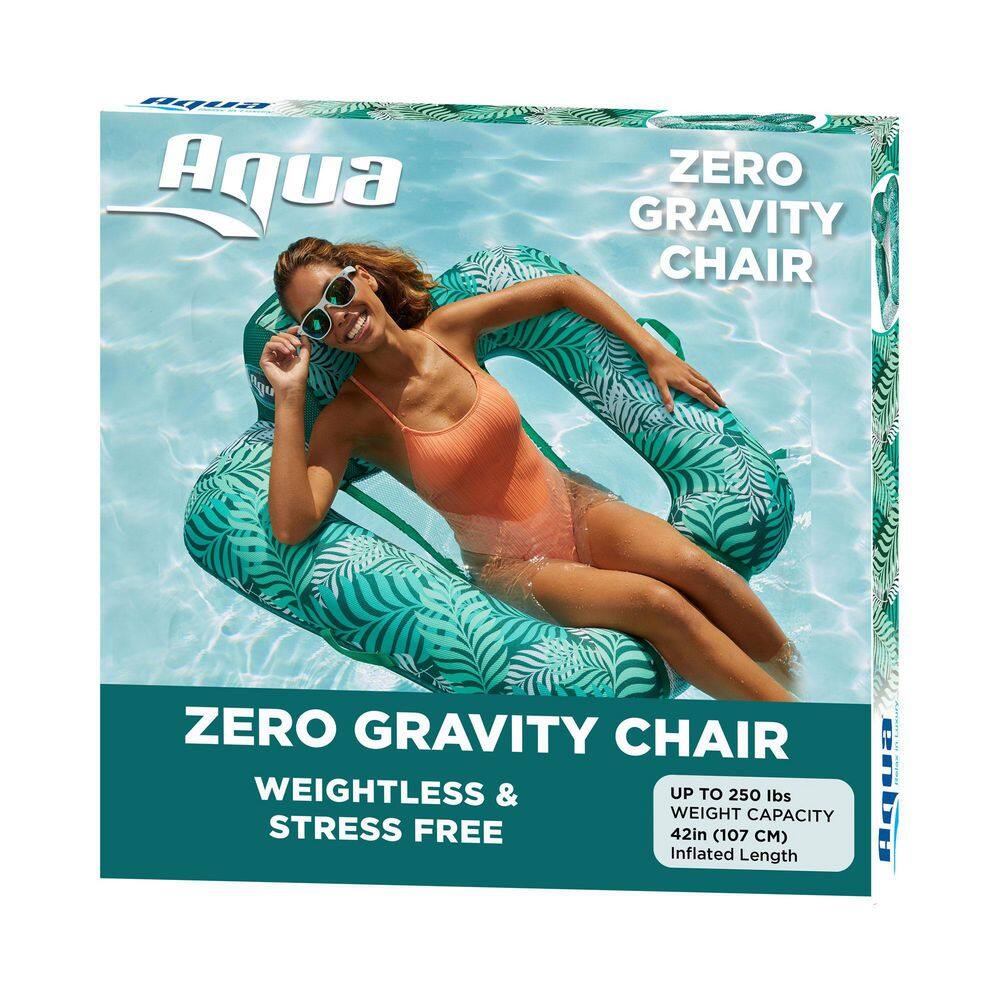 Teal Fern Leaf Inflatable Zero Gravity Pool Lounger