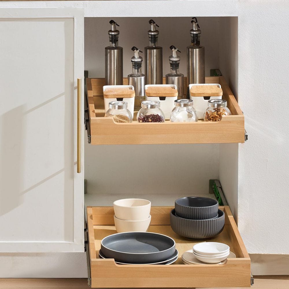 Pull Out Cabinet Organizer, 17 in. W x 21 in. D, Soft Close, Heavy-Duty Sliding Wood Drawer, Bottom and Side Assembly price history on PriceWatchPro