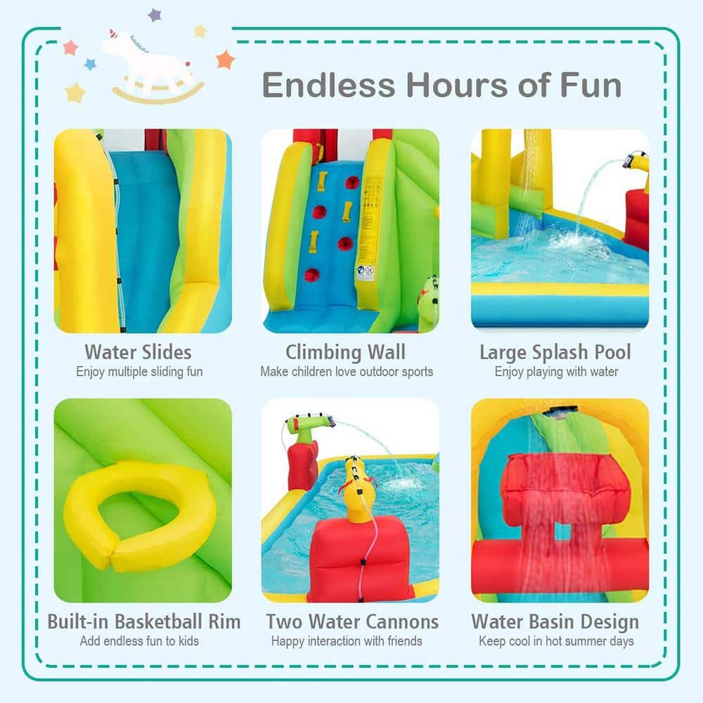 Colorful Inflatable Water Slide with Splash Pool and Blower