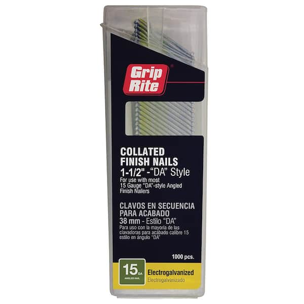 Grip-Rite 2-1/2 in. x 15-Gauge Electrogalvanized Finish Nails 1000 per Box