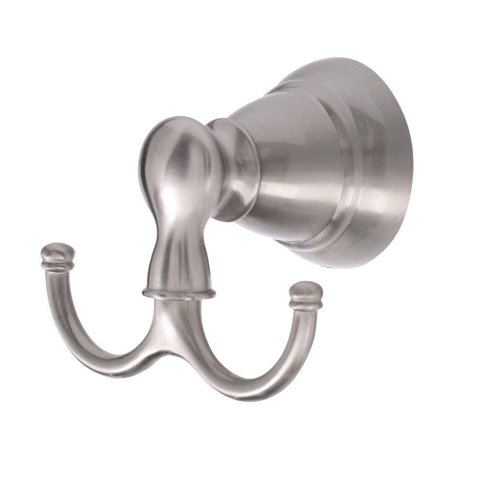 Moen Brushed Nickel Double Robe Hook with 30 lb Capacity