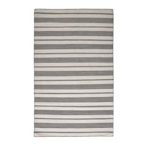 10 X 14 Black and White Striped Area Rug