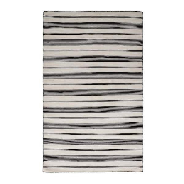 Black and White Striped 10 ft. x 14 ft. Area Rug