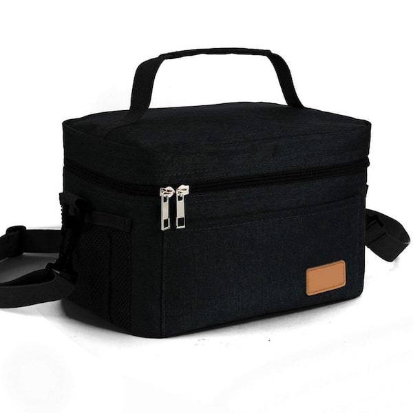 Black Insulated Reusable Lunch Bag Set of 1, Ideal for Men and Women