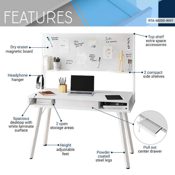 38 in. Rectangular White Tempered Glass Hand Crank Adjustable Drafting Table  Drawing Desk with 2-Drawer and Stool FY-W347126616 - The Home Depot