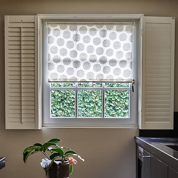 Cocoon by Coulisse Cut-to-Size Flower Linen Cordless Light Filtering Fabric Roller Shade 60 in. W x 72 in. L