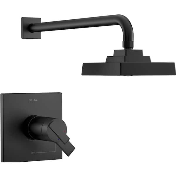 Delta Ara TempAssure 1-Handle Wall-Mount Shower Faucet Trim Kit in Matte Black with H2Okinetic (Valve Not Included)