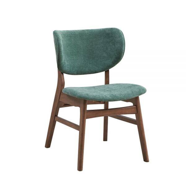 Acme Furniture Bevis Green Fabric and Walnut Finish Side Chair Set of 2