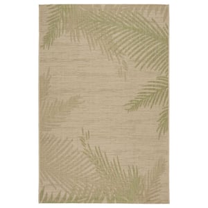 Camila Tropical Beige/Green 3x5 ft. Lush Palms Polypropylene Indoor/Outdoor Area Rug