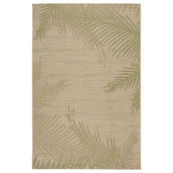 Camila Tropical Beige/Green 3x5 ft. Lush Palms Polypropylene Indoor/Outdoor Area Rug