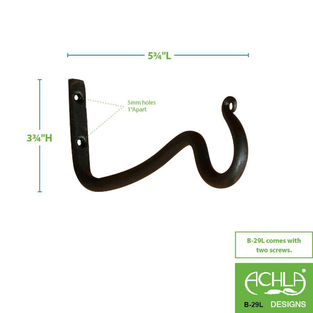 Graphite Powder Coated Metal Decorative Hook Set