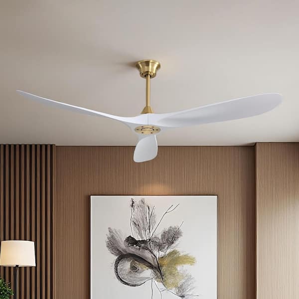MODERN HABITAT 60 in. Indoor Downrod Mount White 3 ABS Blades Standard Ceiling Fan with Remote 6-Speed, DC Motor Reversible