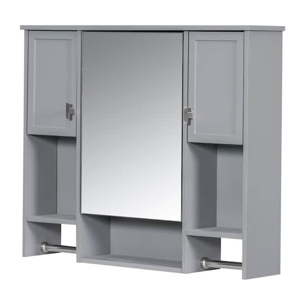 Avex Grey 35 in. W x 28.7 in. H Rectangular MDF Medicine Cabinet with Mirror