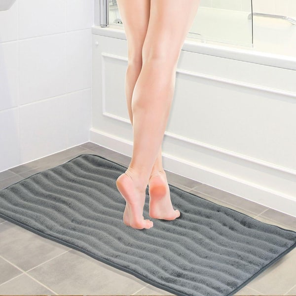 2 PC Memory Foam Bath Mat Set by Lavish Home Platinum