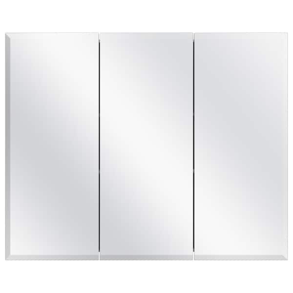 Glacier Bay 36-3/8 in. W x 30-3/16 in. H Rectangular Frameless Surface-Mount Tri-View Bathroom Medicine Cabinet with Mirror