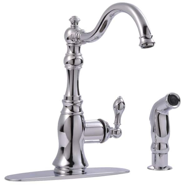 Ultra Faucets Signature Collection Single-Handle Standard Kitchen Faucet with Side Sprayer in Chrome