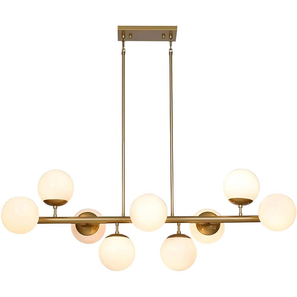 Decomus 420-Watt 7 light Gold Brass Shaded Pendant Light with Frost White G