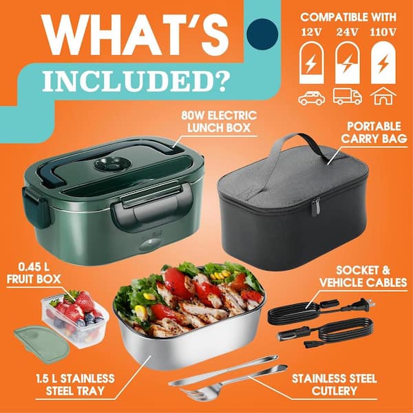 Anqtovp Green 80W Electric 1. 5L Stainless Steel Heated