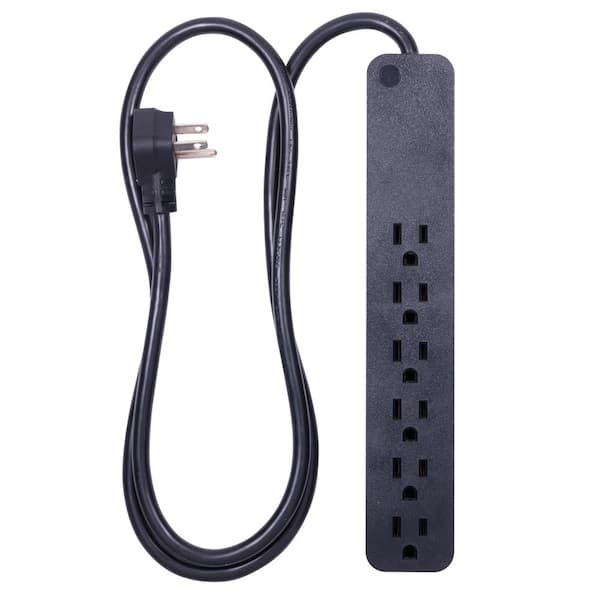 GE 6-Outlet 840-Joules Surge Protector with 4 ft. Cord, Black