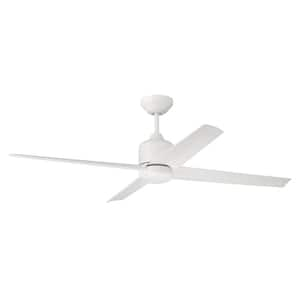 Quell 52 in. Indoor/Outdoor White Finish Ceiling Fan Integrated LED Light Smart Wi-Fi Enabled Remote w/Voice Activation