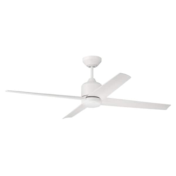 CRAFTMADE Quell 52 in. Indoor/Outdoor White Finish Ceiling Fan Integrated LED Light Smart Wi-Fi Enabled Remote w/Voice Activation
